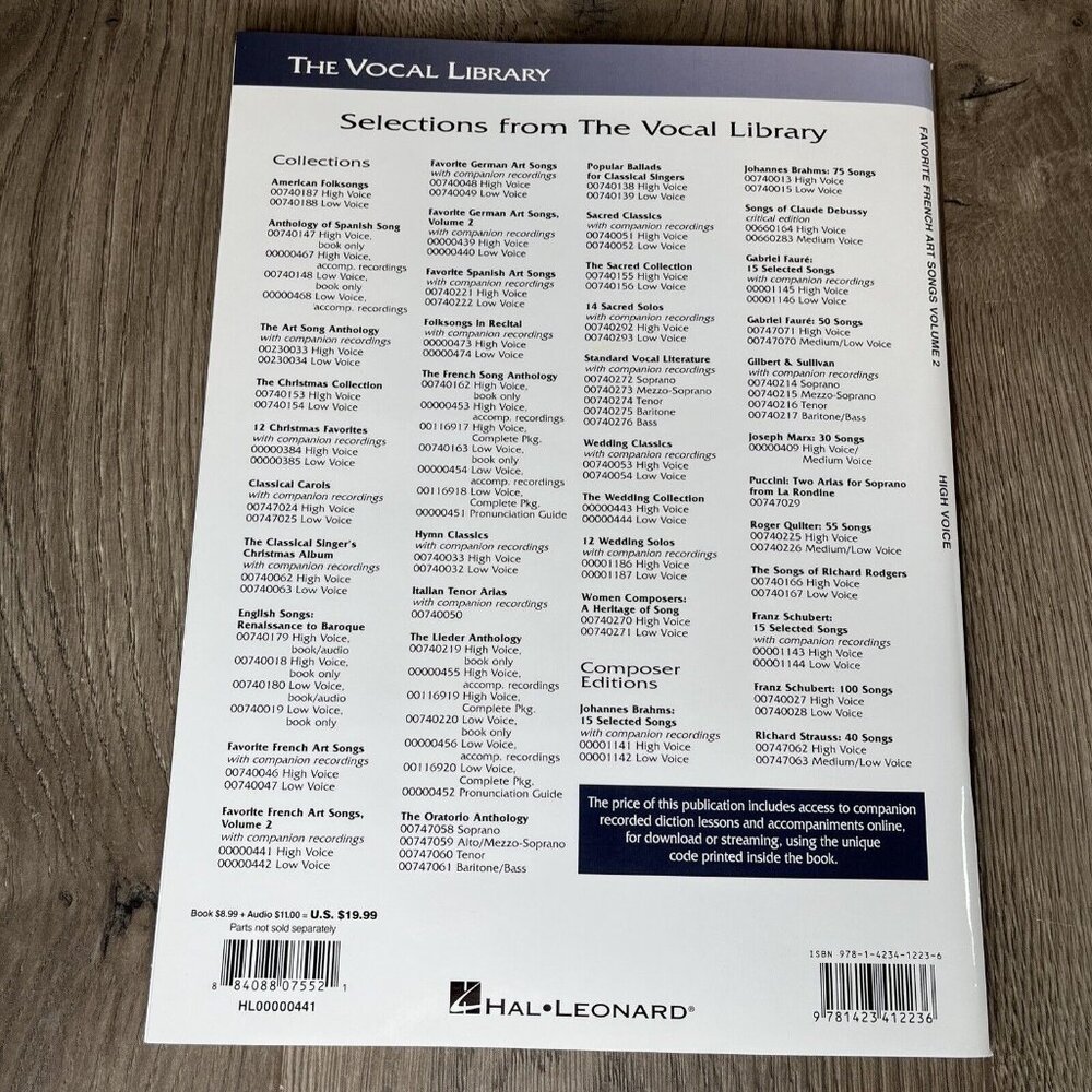 Favorite French Art Songs Volume 2 High Voice Vocal Sheet Music Hal Leonard - Picture 3 of 5